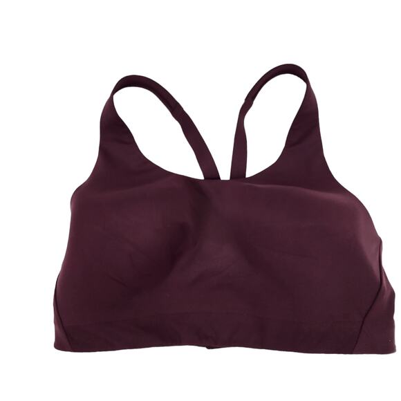 Athleta Burgundy Racerback Cut Out Detail Stretch Athletic Sports Bra Size 34D - Picture 1 of 3